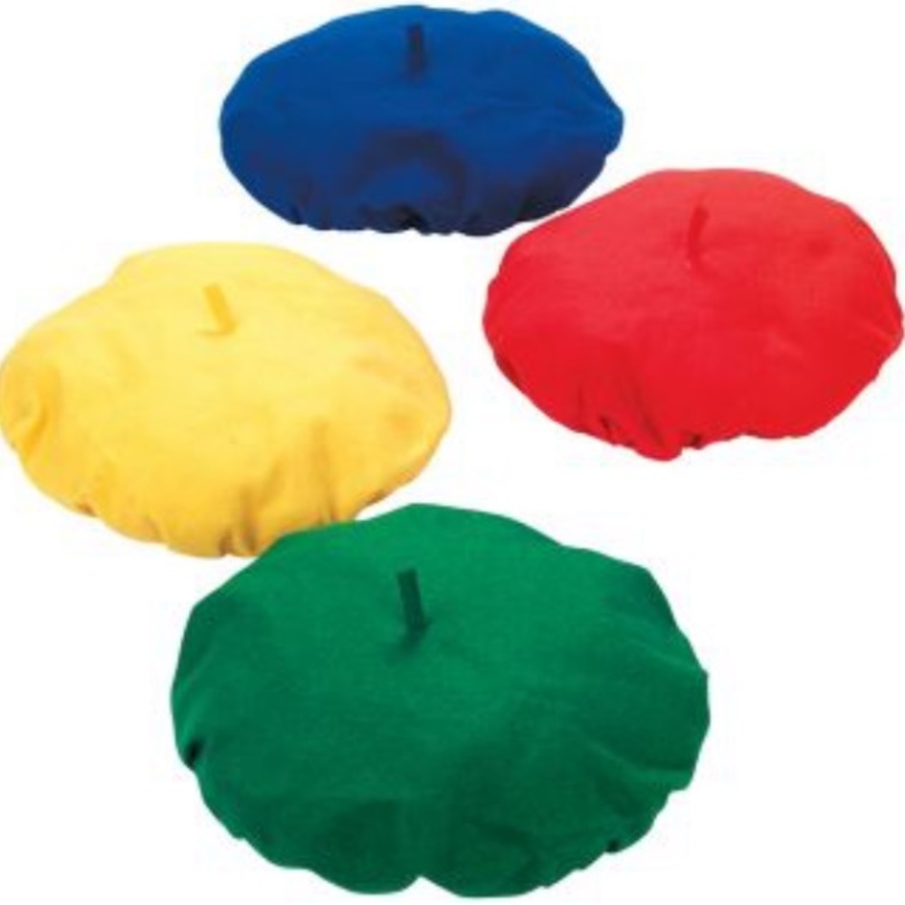 Beret style felt hats red green blue yellow lot of 35 Paris Olympics one size